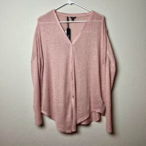 Buffalo David Bitton Pink V-Neck Oversized Cardigan Sweater